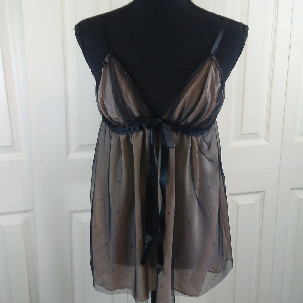 Victorias Seacret Black Net and Nude Nighty